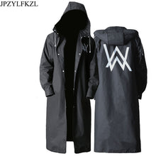 Load image into Gallery viewer, JPZYLFKZL Stylish EVA Black Adult Raincoat Alan Walker Pattern Outdoor Men's Long Style Hiking Poncho Environmental  rain coat
